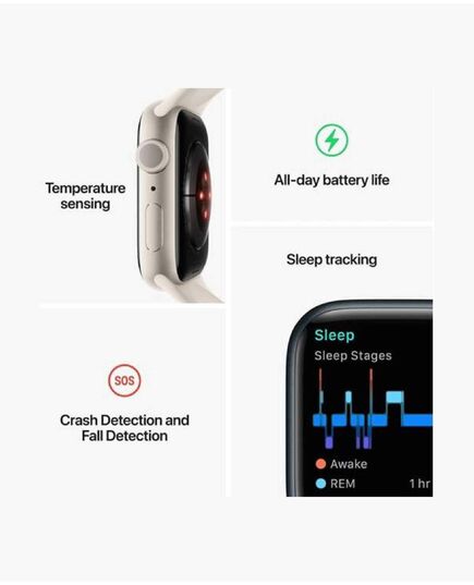 Apple Watch Series 8 GPS + Cellular Aluminum 45mm, Case Finish: Silver, Case Material: Aluminum, Case Size: 45mm, Connectivity: GPS + Cellular, Band Color: White, Band Size: Regular, Condition: New, 4 image