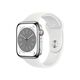 Apple Watch Series 8 GPS + Cellular Stainless Steel 45mm, Case Finish: Silver, Case Material: Stainless Steel, Case Size: 45mm, Connectivity: GPS + Cellular, Band Color: White, Band Size: Regular, Condition: New
